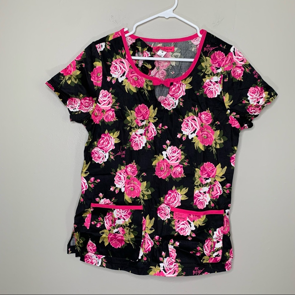 Betsy Johnson Floral Scrub Set Size M (with bag)